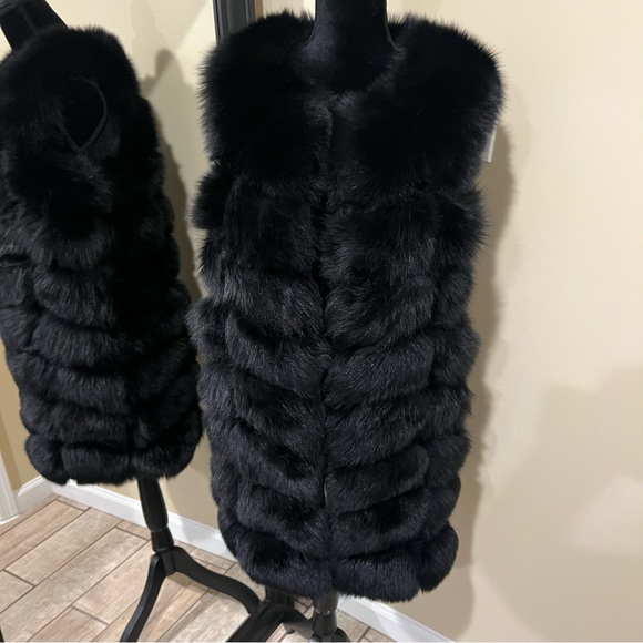 Genuine fox fur vest jacket coat trench winter bomber jacket real fur long vest - Picture 8 of 17